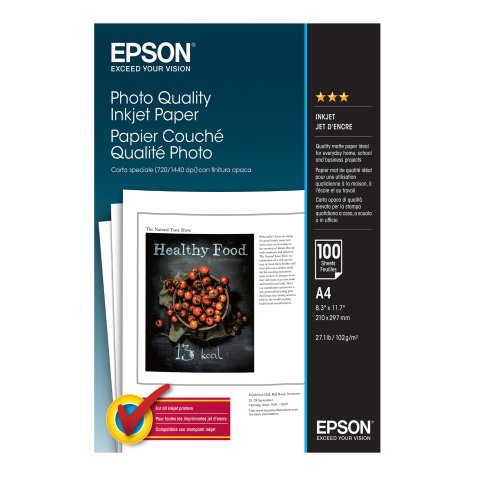 Epson - Photo Quality Inkjet Paper - A4 - 100 Fogli - C13S041061