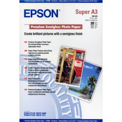 Epson premium semigloss photo paper, din a3+, 250g/m², 20 sheets