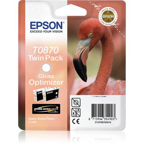 Epson - Confezione doppia Cartuccia ink - Gloss optimizer - T0870 - C13T08704010 - 11,4ml x 2