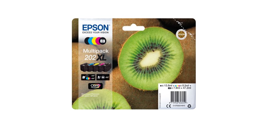 Epson - Multipack Cartuccia ink - 202XL - C/M/Y/K/K PH - C13T02G74010 - C/M/Y 8,5ml cad - K 13,8ml - K PH 7,9ml