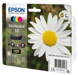 Epson - Multipack Cartuccia ink - 18 - C/M/Y/K - C13T18064012 - C/M/Y 3,3ml cad - K 5,2ml