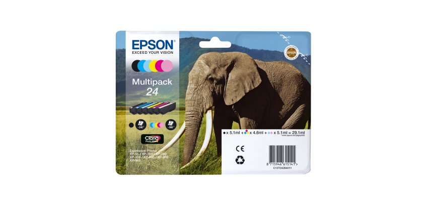 Epson - Multipack Cartuccia ink - 24 - C/M/Y/C CH/M CH/K - C13T24284012 - C/M/Y 4,6ml - K/ C CH/M CH 5,1ml -