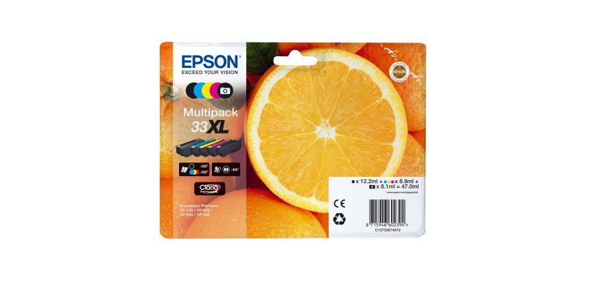Epson - Cartuccia ink - 33XL - C/M/Y/K/K PH - C13T33574011 - C/M/Y 8,9ml - K 12,2ml - K PH 8,1ml