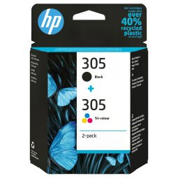 Hp 305 2-pack tri-color/black original ink cartridge