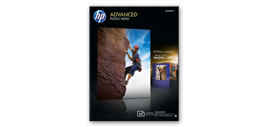 HP Advanced Photo Paper, Glossy, 250 g/m2, 13 x 18 cm (127 x 178 mm), 25 sheets