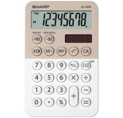 Sharp - Calcolatrice tascabile EL 760R - 8 cifre - beige/bianco - EL760RBLA