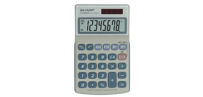 Sharp - Calcolatrice tascabile - EL240SAB Bianco/Grigio - 8 cifre