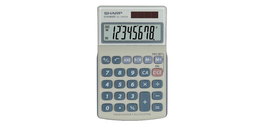 Sharp - Calcolatrice tascabile - EL240SAB Bianco/Grigio - 8 cifre