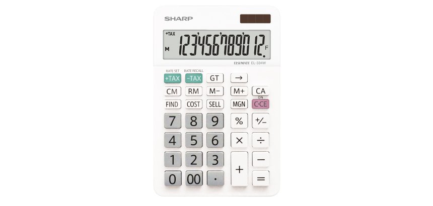 Sharp - Calcolatrice da Tavolo EL-334W - con cavalletto - 12 cifre - EL-334W