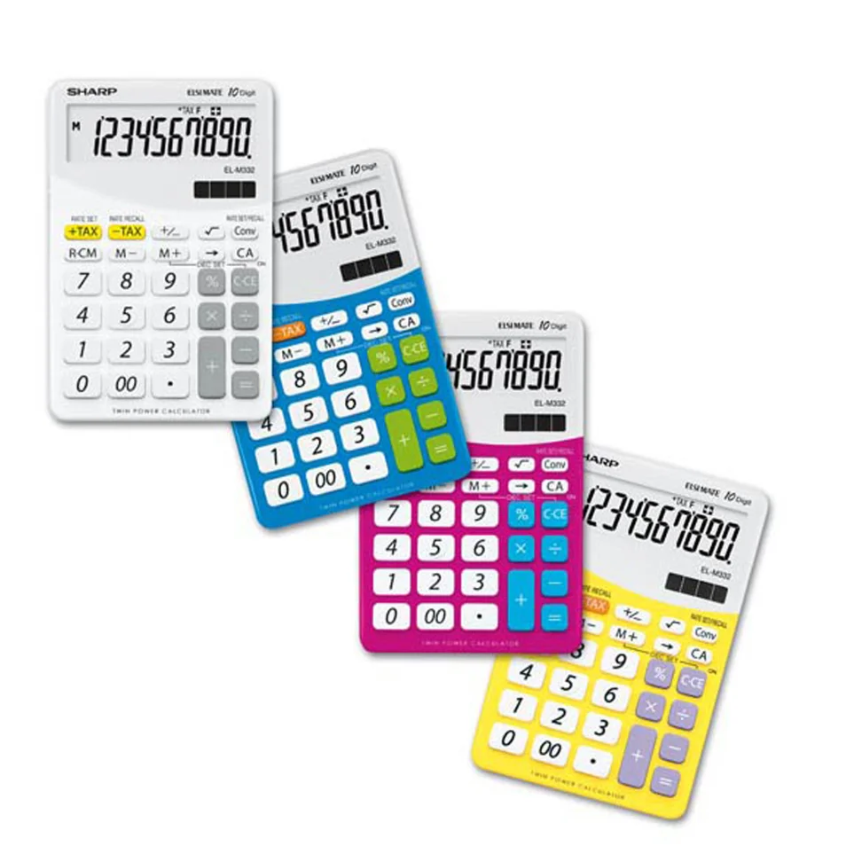 Una calcolatrice rosa con la parola calcolatrice in alto.
