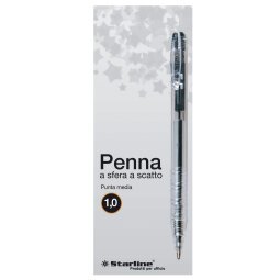 Penna a sfera a scatto - punta 1,0mm - nero  - Starline - conf. 20 pezzi