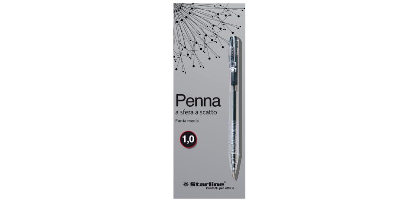 Penna a sfera a scatto - punta 1,0mm - nero  - Starline - conf. 20 pezzi