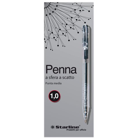 Penna a sfera a scatto - punta 1,0mm - nero  - Starline - conf. 20 pezzi