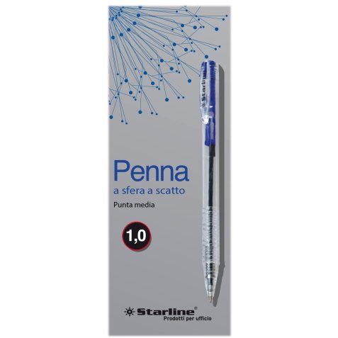 Penna a sfera a scatto  - punta 1,0mm - blu - Starline - conf. 20 pezzi