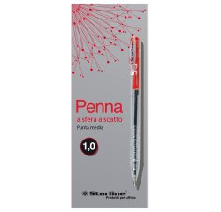 Penna a sfera a scatto  - punta 1,0mm - rosso - Starline - conf. 20 pezzi