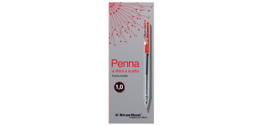 Penna a sfera a scatto  - punta 1,0mm - rosso - Starline - conf. 20 pezzi