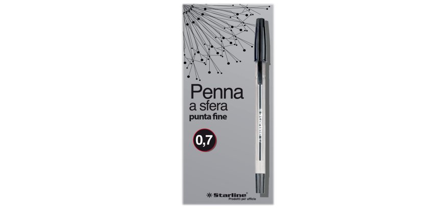 Penna a sfera con cappuccio - punta fine 0,7mm  - nero - Starline - conf.50 pezzi