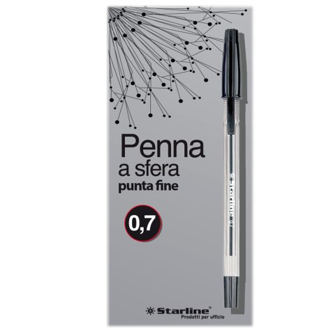 Penna a sfera con cappuccio - punta fine 0,7mm  - nero - Starline - conf.50 pezzi