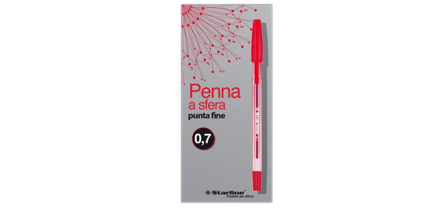 Penna a sfera con cappuccio  - punta fine 0,7mm  - rosso - Starline -  conf. 50 pezzi