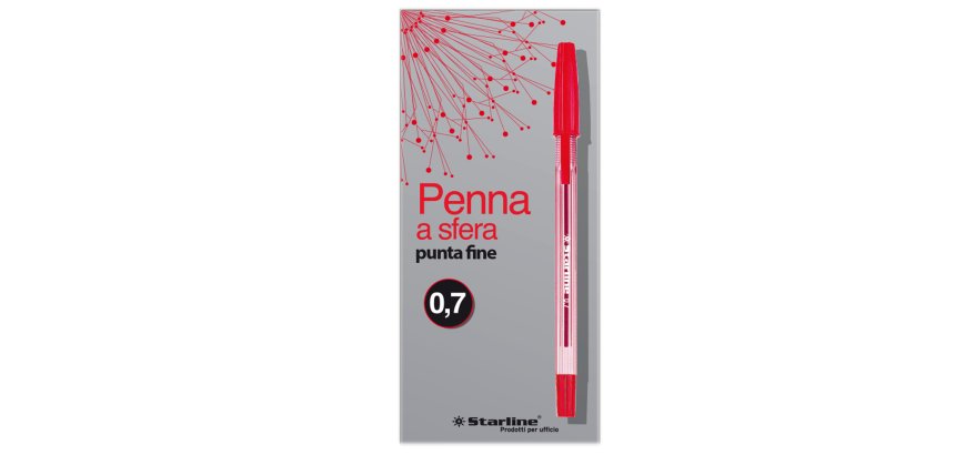 Penna a sfera con cappuccio  - punta fine 0,7mm  - rosso - Starline -  conf. 50 pezzi