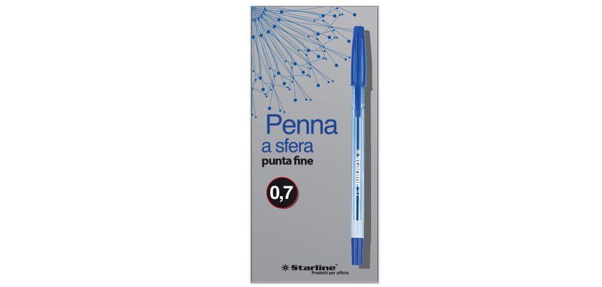 Penna a sfera con cappuccio  - punta fine 0,7mm - blu - Starline -  conf. 50 pezzi