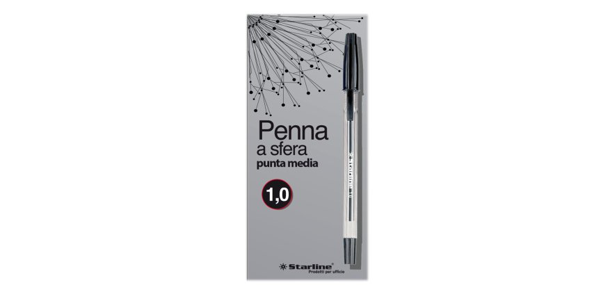 Penna a sfera con cappuccio - punta media 1,0mm - nero  - Starline -  conf. 50 pezzi