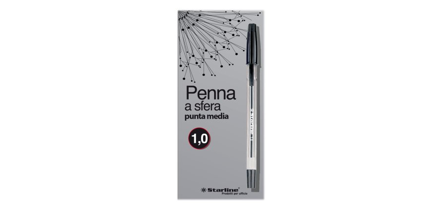Penna a sfera con cappuccio - punta media 1,0mm - nero  - Starline -  conf. 50 pezzi