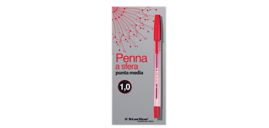 Penna a sfera con cappuccio  - punta media 1,0mm - rosso - Starline -  conf. 50 pezzi