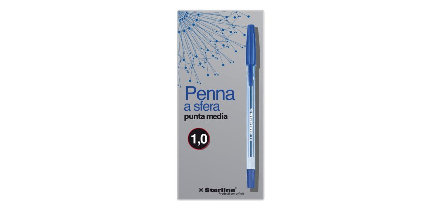 Penna a sfera con cappuccio  - punta media 1,0mm - blu - Starline -  conf. 50 pezzi