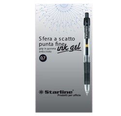 Penna a sfera a scatto con inchiostro gel  - punta fine 0,7mm - nero - Starline