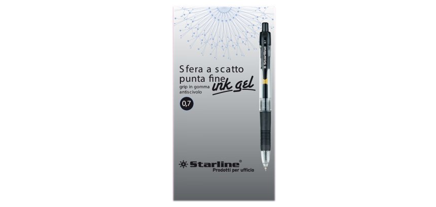 Penna a sfera a scatto con inchiostro gel  - punta fine 0,7mm - nero - Starline