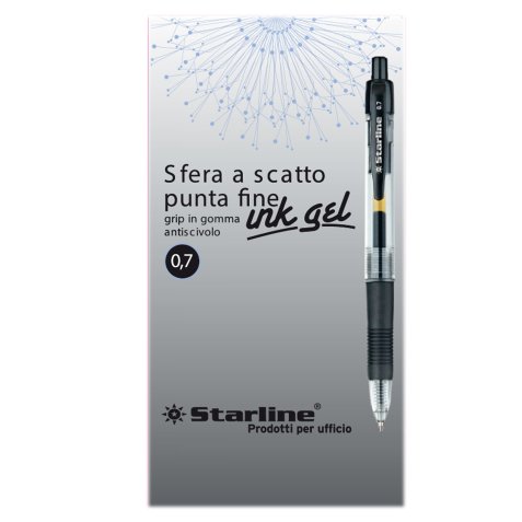 Penna a sfera a scatto con inchiostro gel  - punta fine 0,7mm - nero - Starline