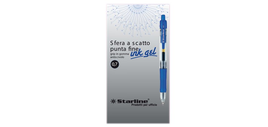 Penna a sfera a scatto con inchiostro gel - blu - punta fine 0,7mm - Starline