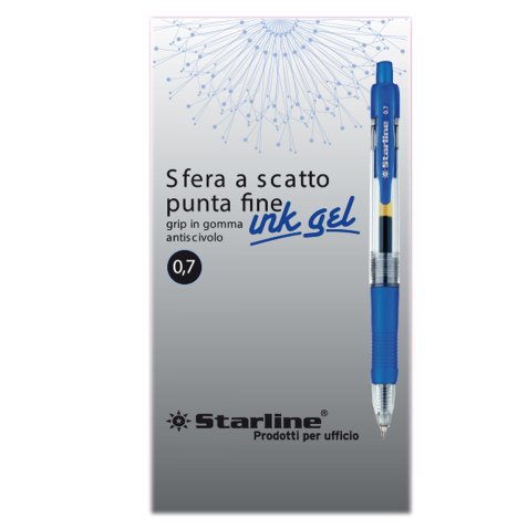 Penna a sfera a scatto con inchiostro gel - blu - punta fine 0,7mm - Starline