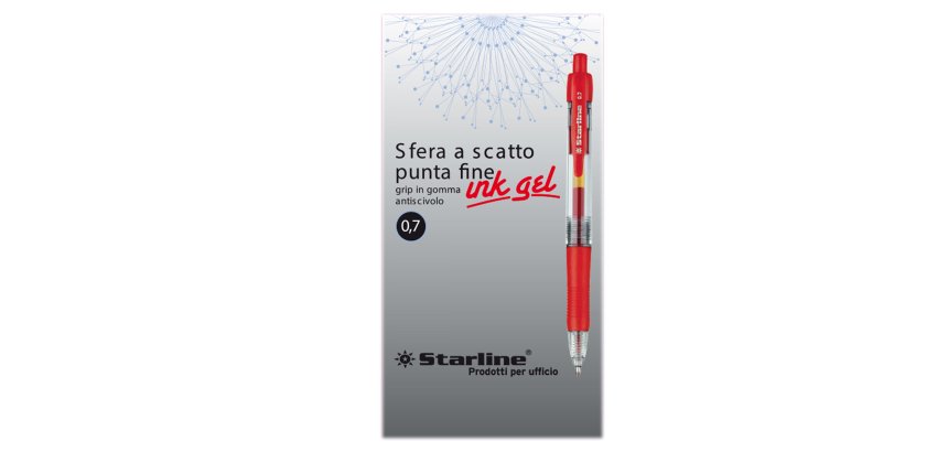 Penna a sfera a scatto con inchiostro gel - punta fine 0,7mm - rosso - Starline