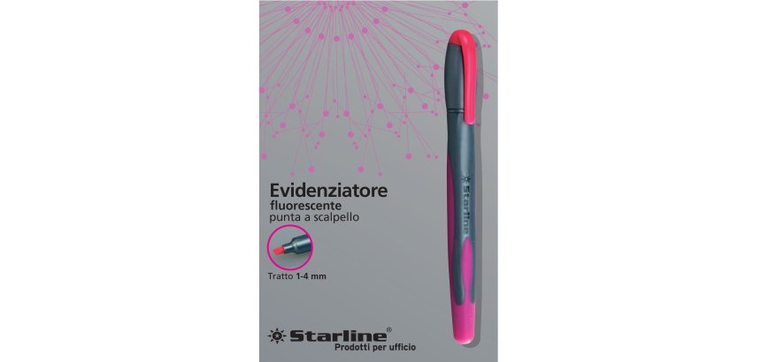 Evidenziatore a penna - punta scalpello - tratto da 1,0-4,0mm - fucsia - Starline