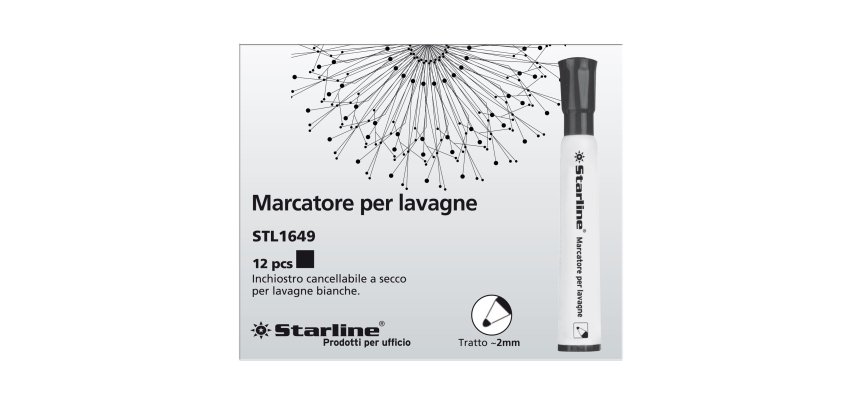 Marcatore per lavagne cancellabili Starline - punta tonda 2,0mm - nero - Starline