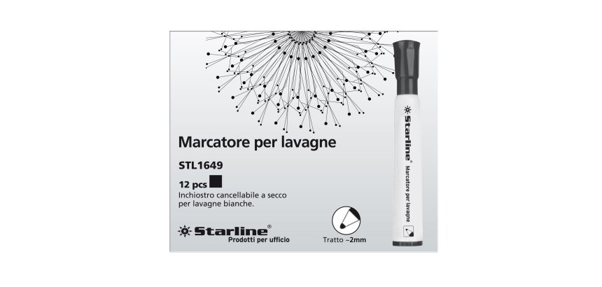 Marcatore per lavagne cancellabili Starline - punta tonda 2,0mm - nero - Starline