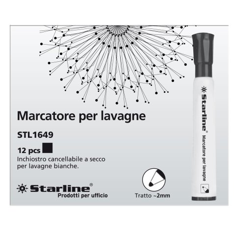 Marcatore per lavagne cancellabili Starline - punta tonda 2,0mm - nero - Starline