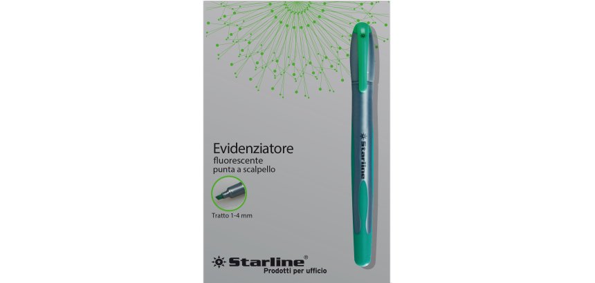 Evidenziatore a penna - punta scalpello - tratto da 1,0-4,0mm - verde - Starline