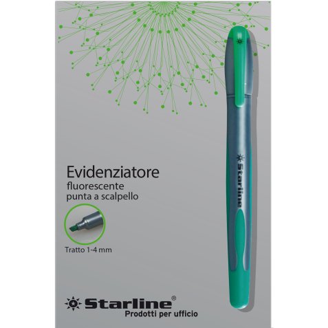 Evidenziatore a penna - punta scalpello - tratto da 1,0-4,0mm - verde - Starline