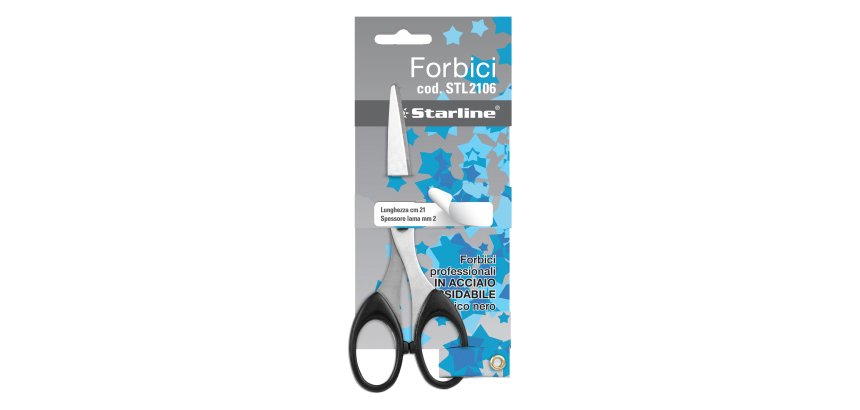 Forbici - 21 cm - lama in acciaio - impugnatura ABS - nero - Starline
