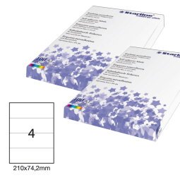 Etichette adesive - in carta - permanenti - 210 x 74,2 mm - 4 et/fg - 100 fogli - bianco - Starline