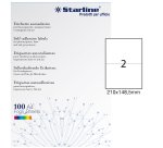 Etichette adesive - in carta - permanenti - 210 x 148,5 mm - 2 et/fg - 100 fogli - bianco - Starline