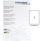 Etichette adesive - in carta - permanenti - 210 x 297 mm - 1 et/fg - 100 fogli - bianco - Starline