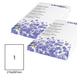 Etichette adesive - in carta - permanenti - 210 x 297 mm - 1 et/fg - 100 fogli - bianco - Starline