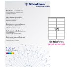 Etichette adesive - in carta - angoli arrotondati - permanenti - 99,1 x 38,1 mm - 14 et/fg - 100 fogli - bianco - Starline