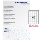 Etichette adesive - in carta - angoli arrotondati - permanenti - 38,1 x 21,2 mm - 65 et/fg - 100 fogli - bianco - Starline