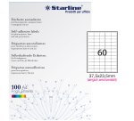 Etichette adesive - in carta - angoli arrotondati - permanenti - 37,5 x 23,5 mm - 60 et/fg - 100 fogli - bianco - Starline