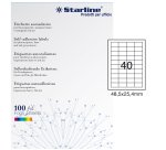 Etichette adesive - in carta - permanenti - 48,5 x 25,4 mm - 40 et/fg - 100 fogli - bianco - Starline
